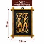 Terracota Farmer Wall Art with Wooden Frame, Traditional Indian Folk Art Decor (25X30 cm) - Image 2