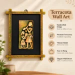 Terracota Folk Art Wall Hanging with Wooden Frame, Traditional Indian Home Decor (25X30 cm) - Image 3