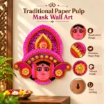 Paper Mache Durga Face Wall Art with Colorful Embellishments for Mandir Decoration and Cultural Celebrations - Image 2
