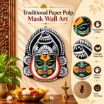 Traditional Indian Face Wall Mask with Green and Black Artwork - Image 2