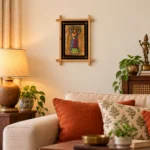 Teracota Wall Décor Cross Frame (Lady with Basket) | Traditional Indian Folk Art Wall Hanging for Living Room, Bedroom, Office and Home Decoration 10x13 cm - Image 2