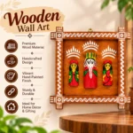 Handcrafted Wooden Ganesha King Queen Wall Hanging Frame | Traditional Indian Folk Art Decorative Panel for Home, Pooja Room, Living Room & Gifting - Image 2