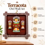 Handcrafted Wooden Owl Wall Hanging Frame with 3 Owl Figures | Traditional Indian Folk Art Decorative Wall Panel for Home Décor & Gifting - Image 2