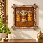 Handcrafted Wooden Owl Wall Hanging Frame with 3 Colorful Owl Figures | Traditional Indian Folk Art Decorative Wall Panel for Home Décor & Gifting - Image 2
