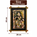 Terracota Lord Krishna Artwork with Cow, Traditional Indian Home Wall Decoration,28X44 cm - Image 5
