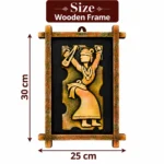 TeeraBengali Baul Folk Art Wall Decor with Rustic Wooden Border (25X30 cm) - Image 4