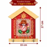 Teracota Wall Key Hanger Ganesha Design with 3 Metal Hooks | 17X15 cm Red Ganpati Wall Mounted Key Holder for Home Entrance, Pooja Room, Mandir & Office Décor - Image 4