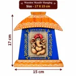 Terracotta Ganesha Wall Hanging Décor Blue | Traditional Indian Handcrafted Style Wall Art for Home, Living Room, Pooja Room and Mandir Decoration( 17X15 cm) - Image 5