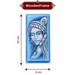 Teracota Krishna Table Stand Decorative Relief Plaque | Blue Lord Krishna Wall Art with Peacock Feather Design for Pooja Room, Mandir, Home and Office Décor 10X4 cm - Image 4