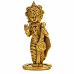 Golden Saraswati Idol with Veena-Inspired Design for Home Temple, 3in
