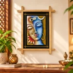 Teracota Wall Décor Cross Frame (Shiv Parvati) | Traditional Hindu Religious Wall Art for Pooja Room, Mandir, Living Room and Home Decoration 10X13 - Image 2