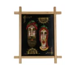 Teracota Cross Frame Wall Décor (Rajasthani Couple) | Traditional Indian Folk Art Wall Hanging for Living Room, Bedroom, Office and Home Decoration 9.5 X 11.5  cm