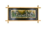 Teracota Cross Frame Wall Décor (Scenery) | Traditional Indian Tribal Folk Art Wall Hanging for Living Room, Bedroom, Office and Home Decoration 17X9 cm