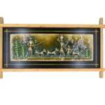 Teracota Cross Frame Wall Décor (Scenery) | Traditional Indian Tribal Folk Art Wall Hanging for Living Room, Bedroom, Office and Home Decoration 17X9 cm
