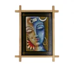 Teracota Wall Décor Cross Frame (Shiv Parvati) | Traditional Hindu Religious Wall Art for Pooja Room, Mandir, Living Room and Home Decoration 10X13