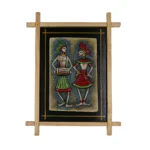 Teracota Wall Décor Cross Frame (Tribal Dance) | Traditional Indian Folk Art Wall Hanging for Living Room, Bedroom, Office and Home Decoration 10X13 cm