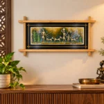 Teracota Cross Frame Wall Décor (Scenery) | Traditional Indian Tribal Folk Art Wall Hanging for Living Room, Bedroom, Office and Home Decoration 17X9 cm - Image 5