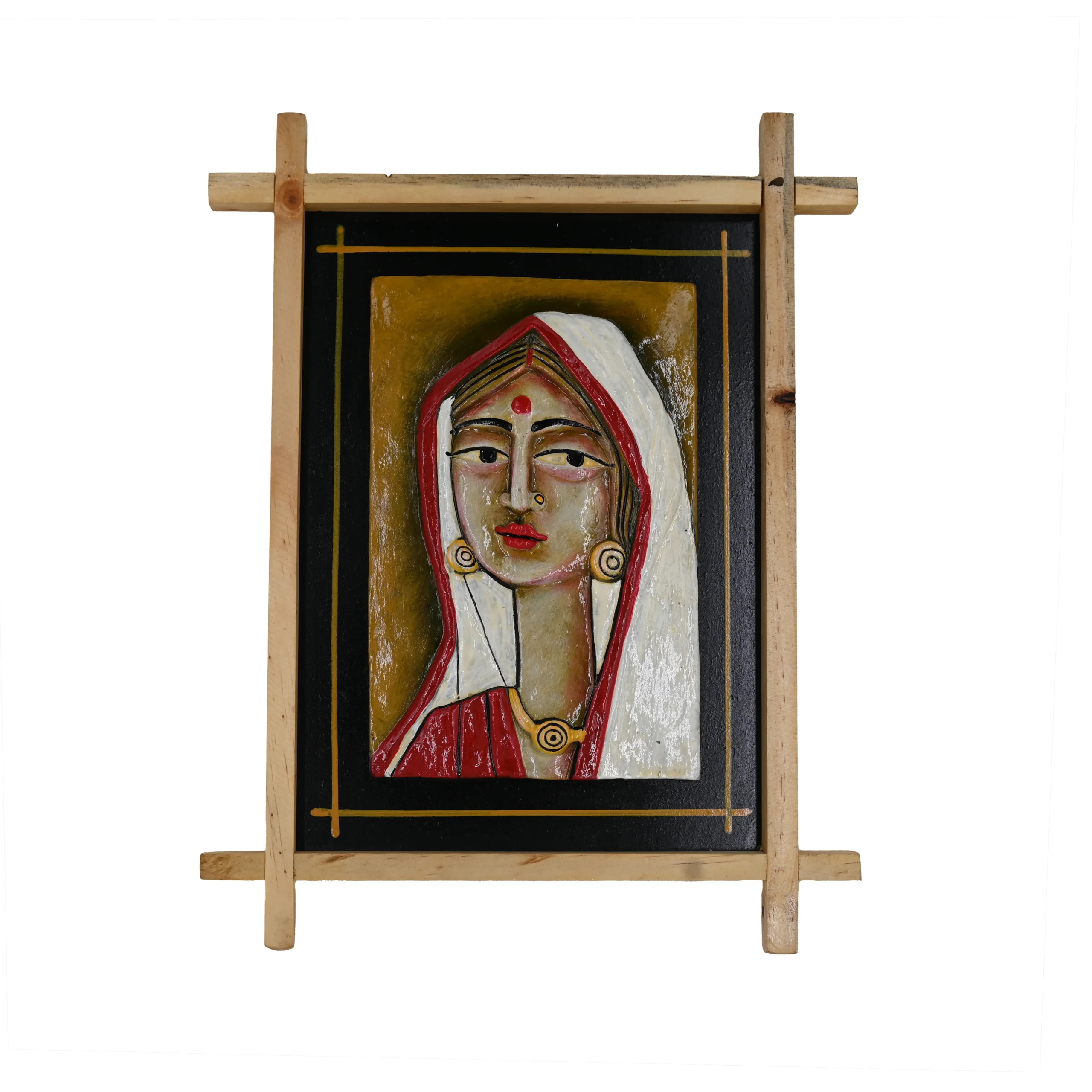 cross frame wall art Teracota Wall Décor Cross Frame (Badhu) | Traditional Indian Ethnic Wall Art for Living Room, Bedroom, Office and Home Decoration 8X11 cm - Image 1