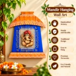 Terracotta Ganesha Wall Hanging Décor Blue | Traditional Indian Handcrafted Style Wall Art for Home, Living Room, Pooja Room and Mandir Decoration( 17X15 cm) - Image 2
