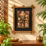Terracota Krishna Yashoda Wall Art with Wooden Frame for Home Decor (25X30 cm) - Image 2