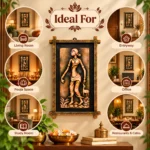 Terracota Shakuntala Wall Hanging with Wooden Frame, Ethnic Indian Wall Decor (28X44 cm) - Image 5