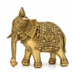 Classic Elephant Art Statue | Rich Golden Finish Decorative Accent for Table, Shelf and Home Interior 4in X 4in - Image 4