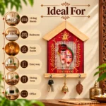 Teracota Wall Key Hanger Couple Design | Traditional Handmade Key Holder with 3 Hooks for Home Entrance, Living Room, Office and Wall Décor 28X20 cm - Image 2