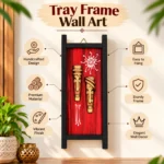 Teracota Wall Décor Tray Frame Mask Abstract Red | Traditional Indian Ethnic Wall Art for Living Room, Bedroom, Office and Home Decoration | (25X10 cm) - Image 2