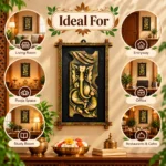 Lord Ganesha Wall Hanging with Wooden Frame for Home Interiors (28X44 cm) - Image 4