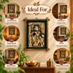 Terracota Lord Krishna Artwork with Cow, Traditional Indian Home Wall Decoration,28X44 cm - Image 4