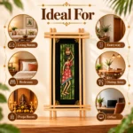 Teracota Double Cross Frame Wall Décor (Lady with Pitcher) | Traditional Indian Folk Art Wall Hanging for Living Room, Bedroom, Office and Home Decoration 9X17 cm - Image 2