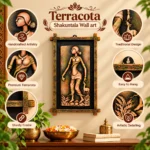 Terracota Shakuntala Wall Hanging with Wooden Frame, Ethnic Indian Wall Decor (28X44 cm) - Image 4