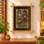 Teracota Wall Décor Cross Frame (Tribal Dance) | Traditional Indian Folk Art Wall Hanging for Living Room, Bedroom, Office and Home Decoration 10X13 cm - Image 4