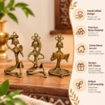Golden Tribal Musician Figurines Set of 3 for Artistic Home Décor ,3in - Image 2