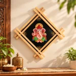 Teracota Double Cross Frame Wall Décor (Ganesh Ji) | Traditional Hindu Religious Wall Art for Pooja Room, Mandir, Living Room and Home Decoration 9.5X9.5 cm - Image 5