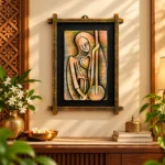 Terracota Mira Bai Folk Art Wall Decor, Ethnic Indian Handcrafted Artwork,28X44 cm - Image 2