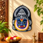 Indian Folk Art Paper Pulp Wall Mask with Hand-Painted Design - Image 3