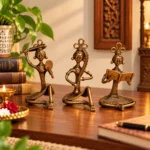 Golden Tribal Musician Figurines Set of 3 for Artistic Home Décor ,3in - Image 4