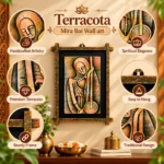 Terracota Mira Bai Folk Art Wall Decor, Ethnic Indian Handcrafted Artwork,28X44 cm - Image 3