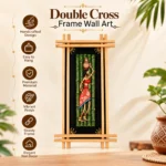 Teracota Double Cross Frame Wall Décor (Lady with Pitcher) | Traditional Indian Folk Art Wall Hanging for Living Room, Bedroom, Office and Home Decoration 9X17 cm - Image 3