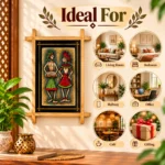 Teracota Wall Décor Cross Frame (Tribal Dance) | Traditional Indian Folk Art Wall Hanging for Living Room, Bedroom, Office and Home Decoration 10X13 cm - Image 3