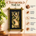 TeeraBengali Baul Folk Art Wall Decor with Rustic Wooden Border (25X30 cm) - Image 3