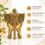 Classic Elephant Art Statue | Rich Golden Finish Decorative Accent for Table, Shelf and Home Interior 4in X 4in - Image 2