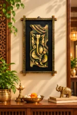 Lord Ganesha Wall Hanging with Wooden Frame for Home Interiors (28X44 cm) - Image 2