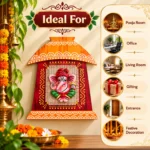 Terracota Ganesha Wall Hanging Décor Red | Traditional Indian Handmade Style Ganpati Wall Art for Home, Living Room, Pooja Room and Mandir Decoration( 17X15 cm) - Image 3