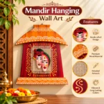 Teracota Wall Décor Mandir Hanging Rajasthani Couple Red | Traditional Indian Ethnic Wall Art for Home, Living Room, Pooja Room and Entrance Decoration( 17X15 cm) - Image 3