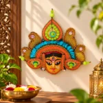 Durga Mata Face Decorative Wall Mask in Multicolor for Navratri, Durga Puja and Traditional Home Decoration - Image 3
