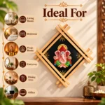 Teracota Double Cross Frame Wall Décor (Ganesh Ji) | Traditional Hindu Religious Wall Art for Pooja Room, Mandir, Living Room and Home Decoration 9.5X9.5 cm - Image 2