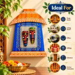 Teracota Tribal Mask Wall Hanging Décor Blue | Traditional Indian Ethnic Wall Art for Living Room, Bedroom, Office and Home Decoration( 17X15 cm) - Image 4