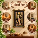 Handmade Terracota Mother and Child Wall Hanging with Wooden Frame, Ethnic Home Decor,28X44 cm - Image 5